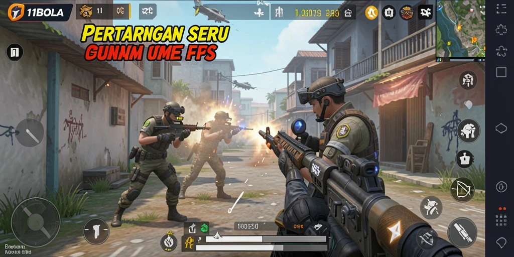 Tangkapan layar menampilkan aksi gameplay intens dari 11BOLA.