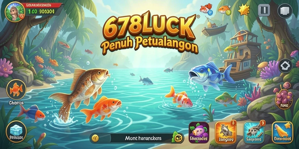 Gameplay seru dalam aplikasi 678LUCK yang menggambarkan aktivitas memancing.