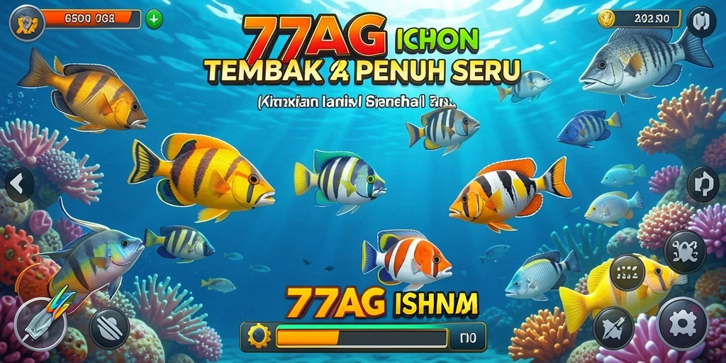 Tampilan gameplay seru dalam 77AG saat menembak ikan.
