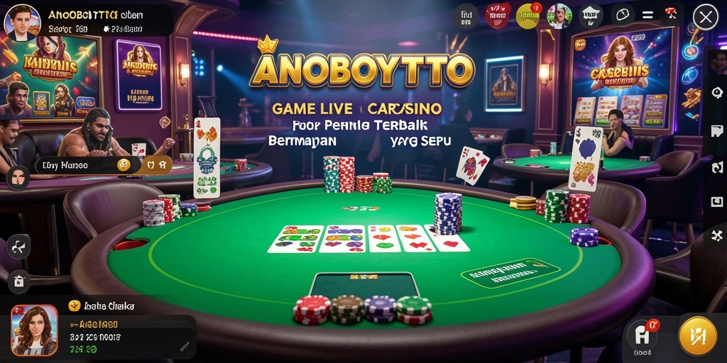 Tampilan utama gameplay ANOBOYTOTO dengan suasana Live Casino yang seru.
