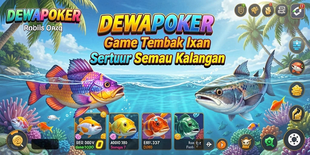Gameplay seru DEWAPOKER dengan aksi menembak ikan.