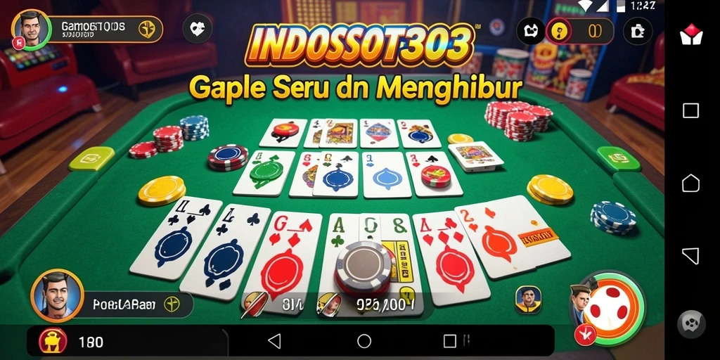 Screenshot INDOSLOT303 menunjukkan gameplay seru permainan Gaple dengan grafis yang menarik.