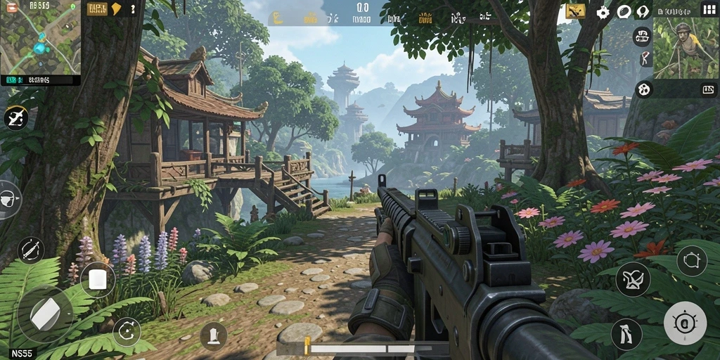 Screenshot utama INS55 menampilkan aksi gameplay TPS yang mendebarkan.