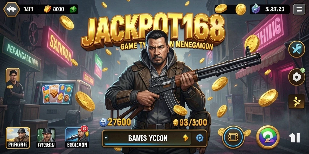 Screenshot gameplay JACKPOT168 menampilkan keseruan mengelola bisnis.