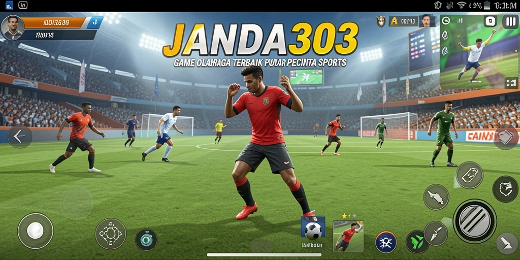 Tampilan gameplay <strong>JANDA303</strong> dengan aksi olahraga yang mendebarkan.
