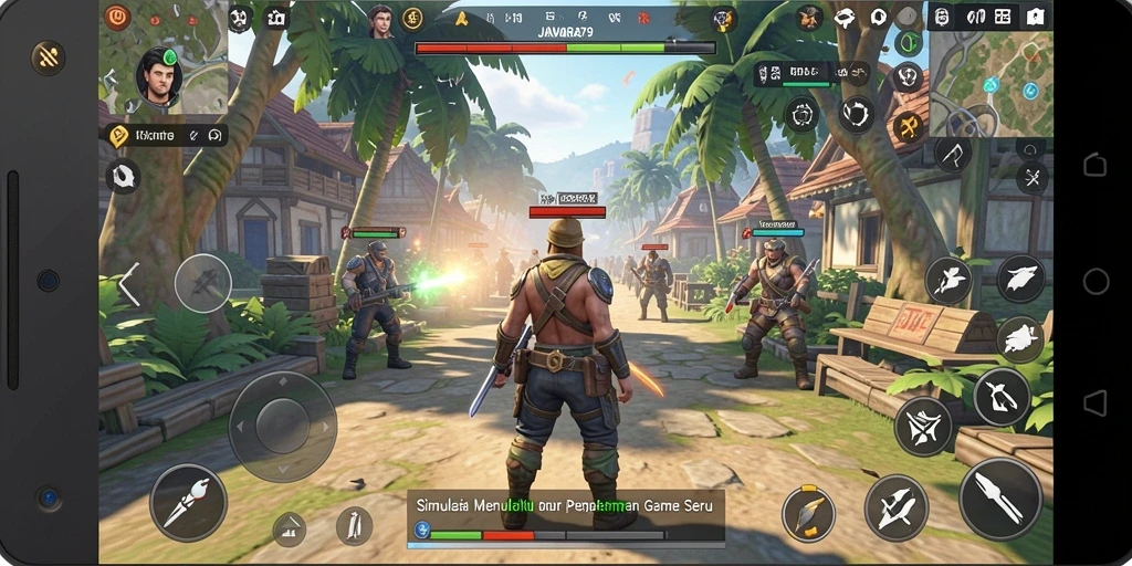 Screenshot gameplay menampilkan aksi menarik dalam JAWARA79.