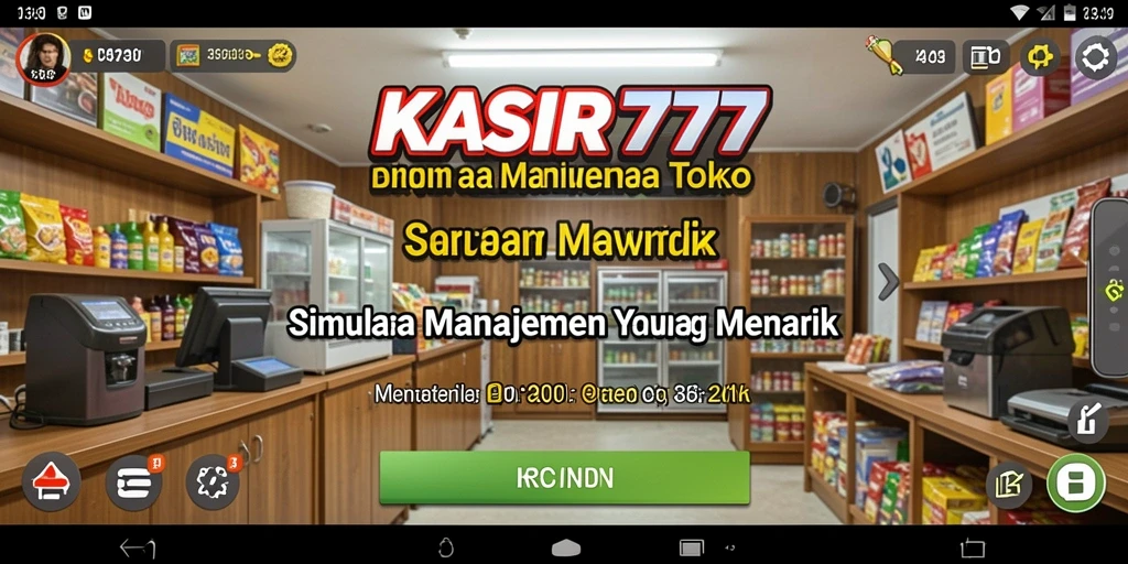 Screenshot KASIR777 menunjukkan gameplay dengan manajemen toko yang menantang.