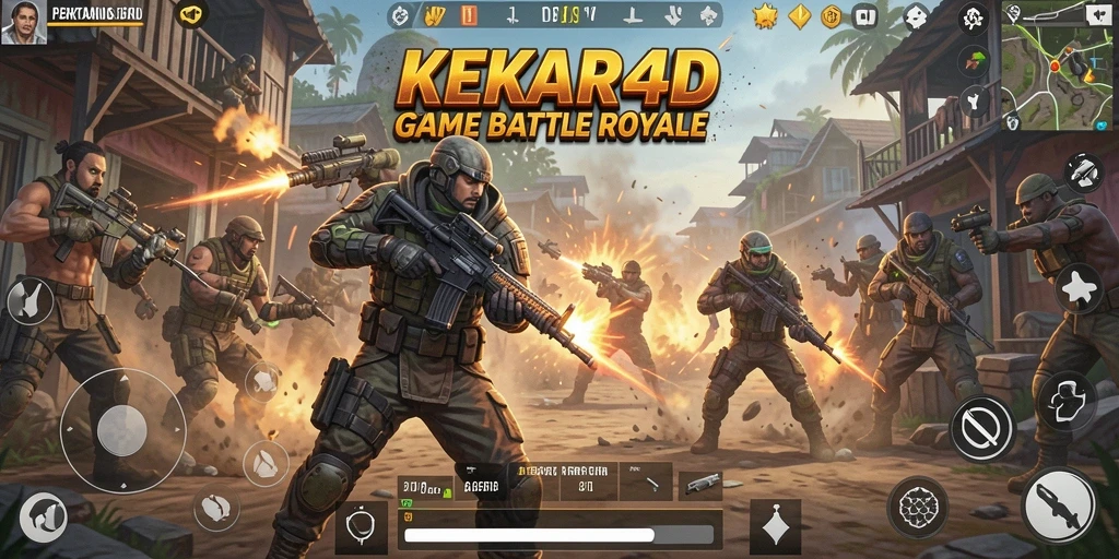 Gameplay seru KEKAR4D dengan aksi Battle Royale intens.
