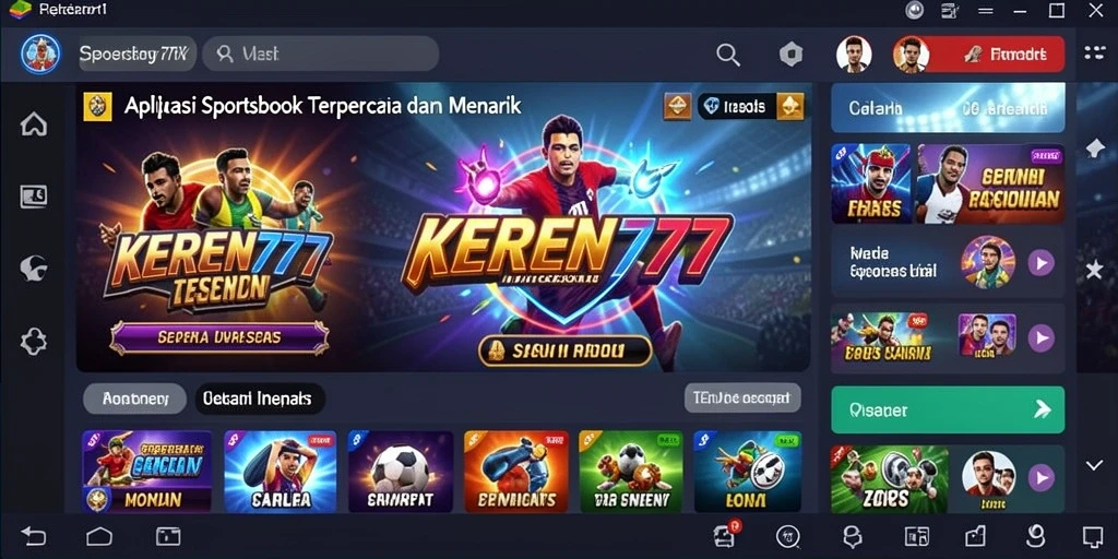 Tampilan antarmuka KEREN777 dengan berbagai pilihan taruhan olahraga.