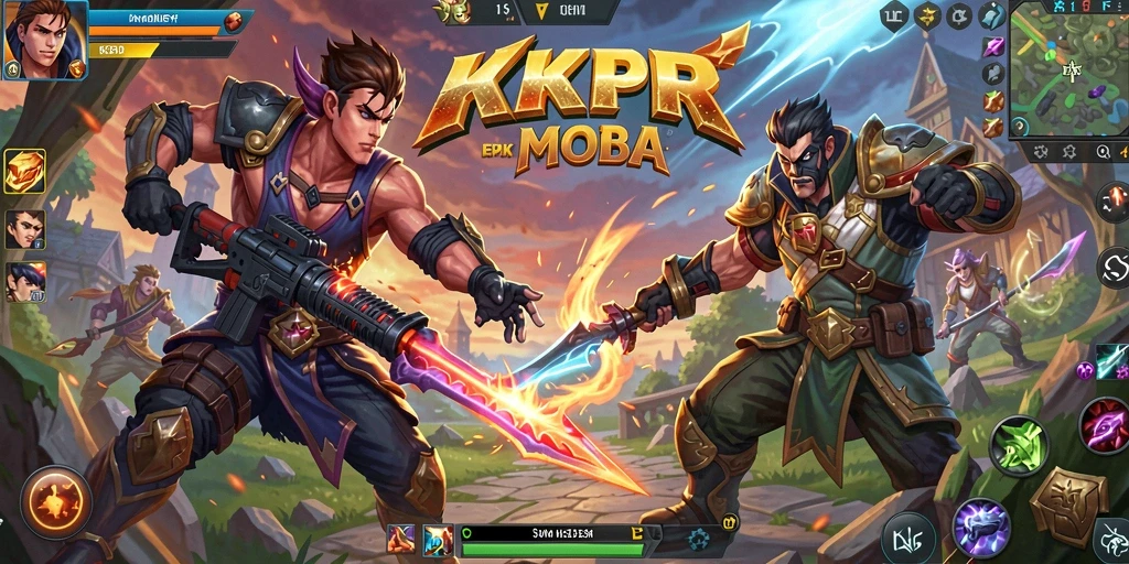 Tangkapan layar gameplay KMRP yang menampilkan aksi seru dalam pertandingan MOBA.