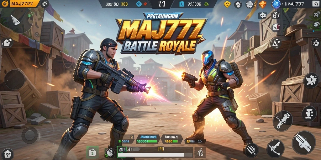 Tangkapan layar menampilkan aksi seru dalam pertarungan Battle Royale di MAJ777.