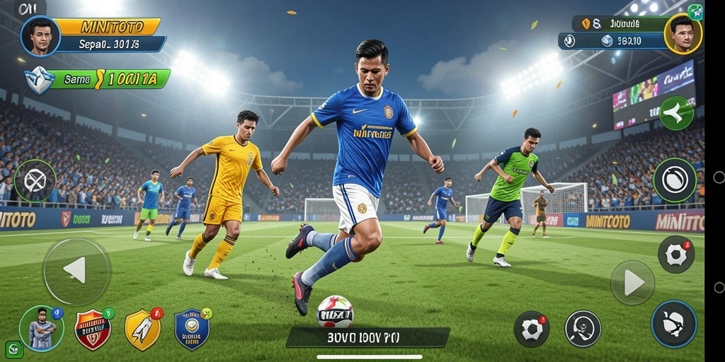 Tangkapan layar gameplay MINITOTO yang menampilkan aksi nyata sepak bola.