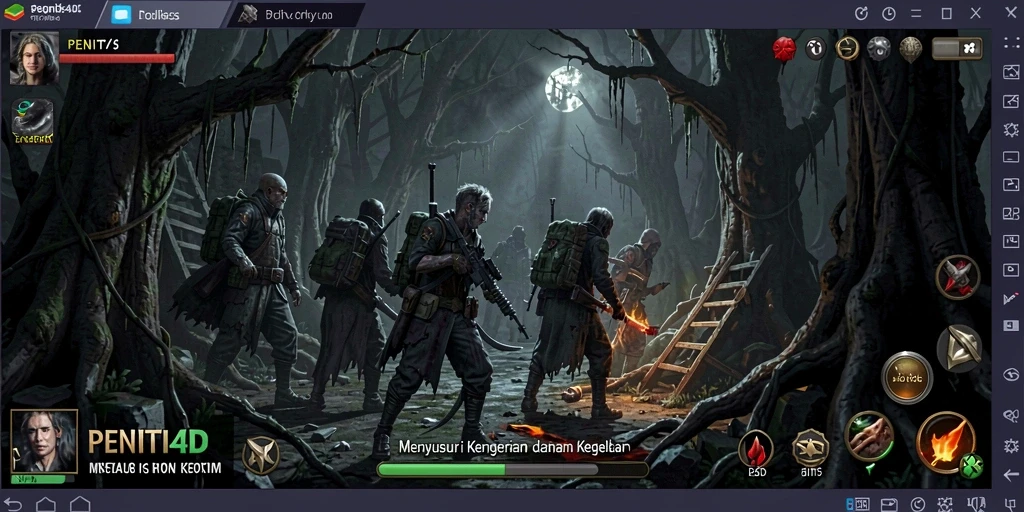 Screenshot PENITI4D menampilkan momen mencekam dalam suasana gelap.