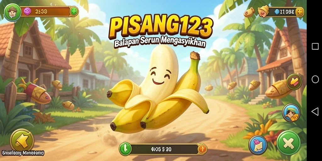 Gameplay seru dalam balapan PISANG123 dengan grafis menarik.