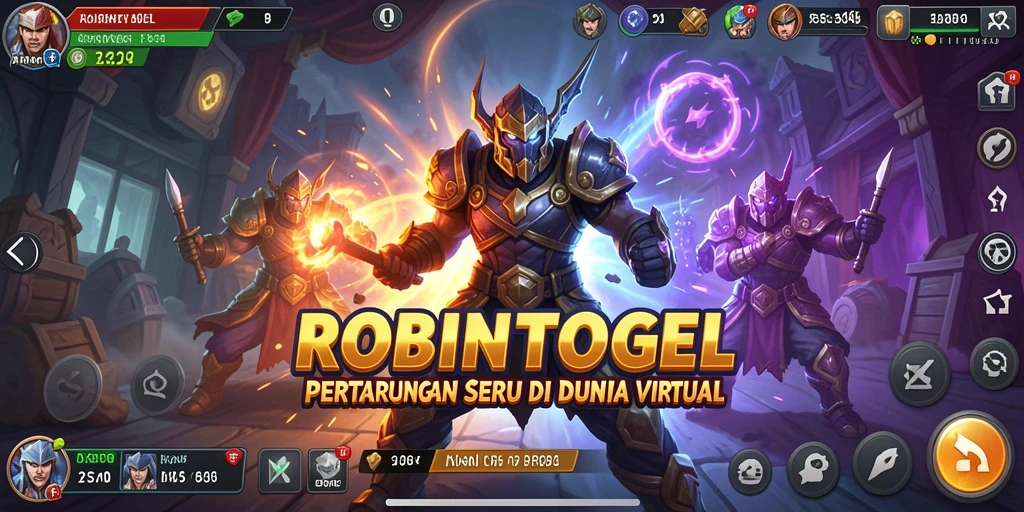 Tampilan screenshot utama ROBINTOGEL menampilkan aksi pertarungan yang seru.