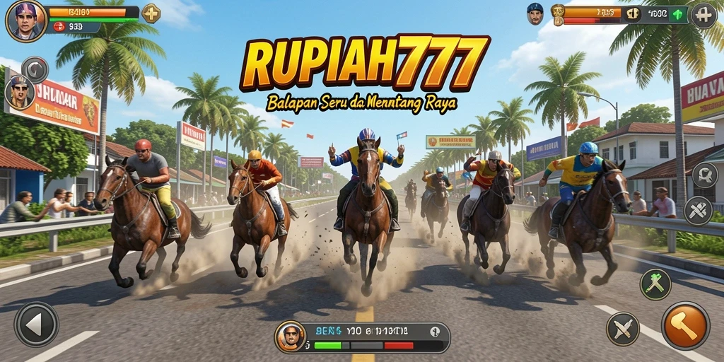 Tampilan gameplay RUPIAH777 saat balapan di trek menantang.