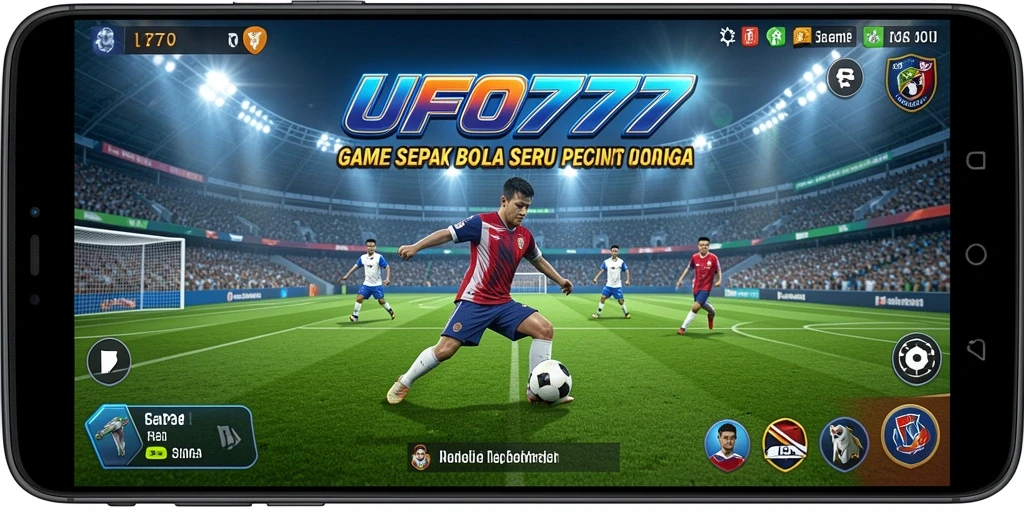 Screenshot gameplay UFO777 menampilkan aksi seru dalam pertandingan sepak bola.